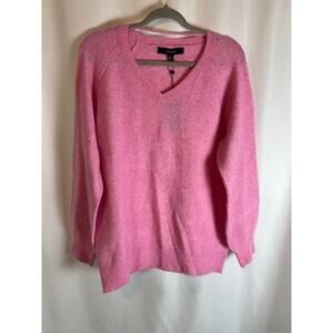 Vero Moda Womens Leaf Pink V-Neck Knit Long Sleeve Pullover Sweater S